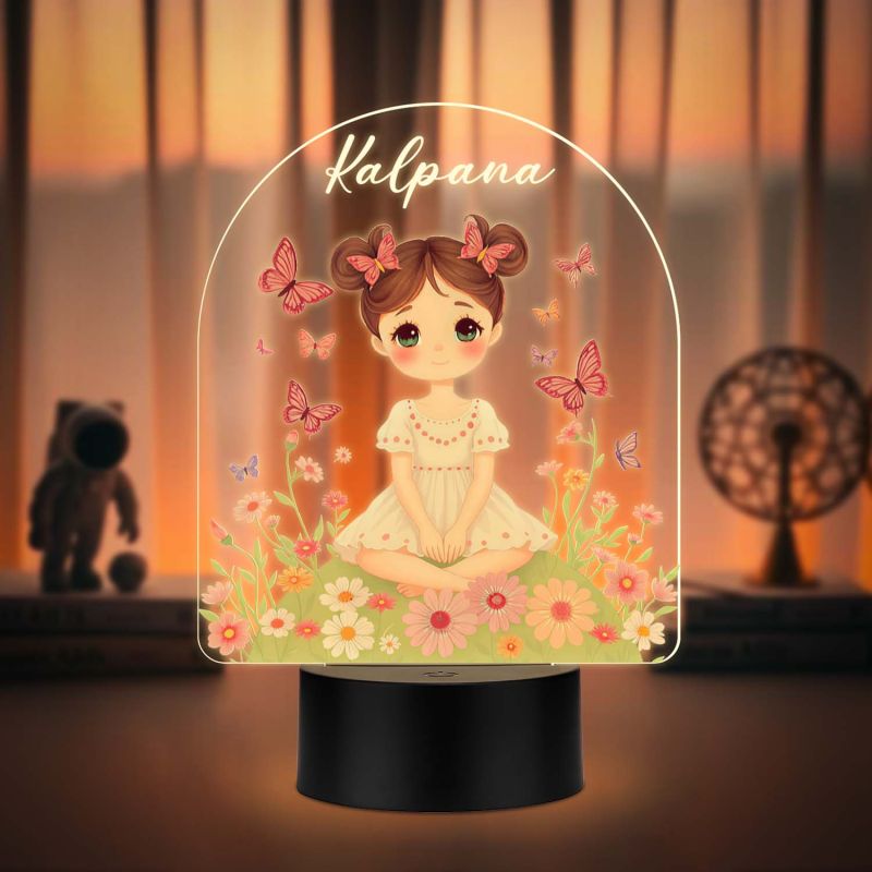 Personalized Cute Princess Girl LED Night Lamp Customized with Name Return Gift Girls Room Decor Light Warm White Light Birthday Gift for Girls